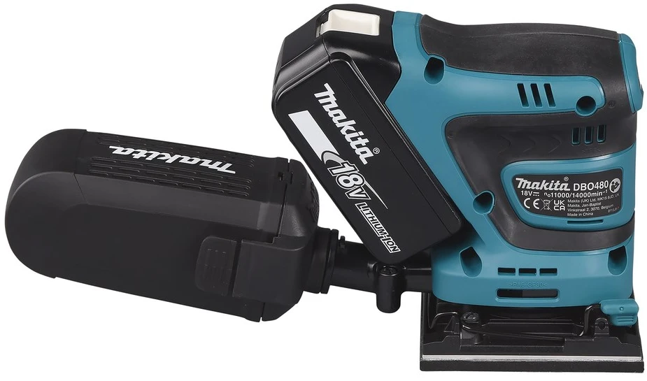 MAKITA akumuliatorinis ekscentrinis šlifuoklis DBO480Z 18V 93x185mm be akumuliatoriaus ir kroviklio