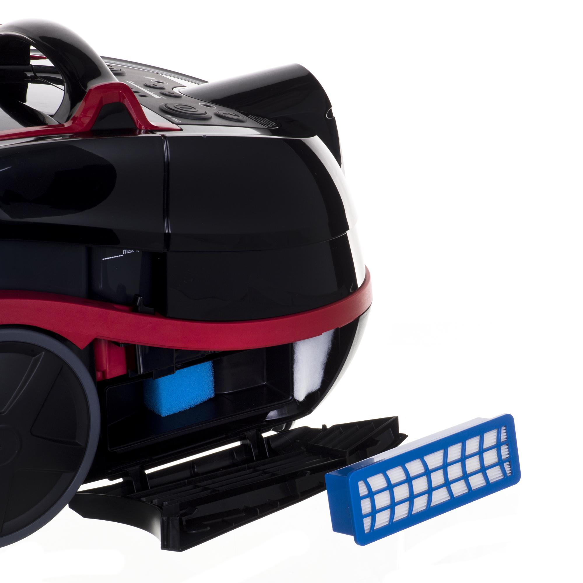 Sauso ir drėgno valymo dulkių siurblys Bosch AquaWash & Clean BWD421POW, 2100 W, Juodos ir raudonos spalvos