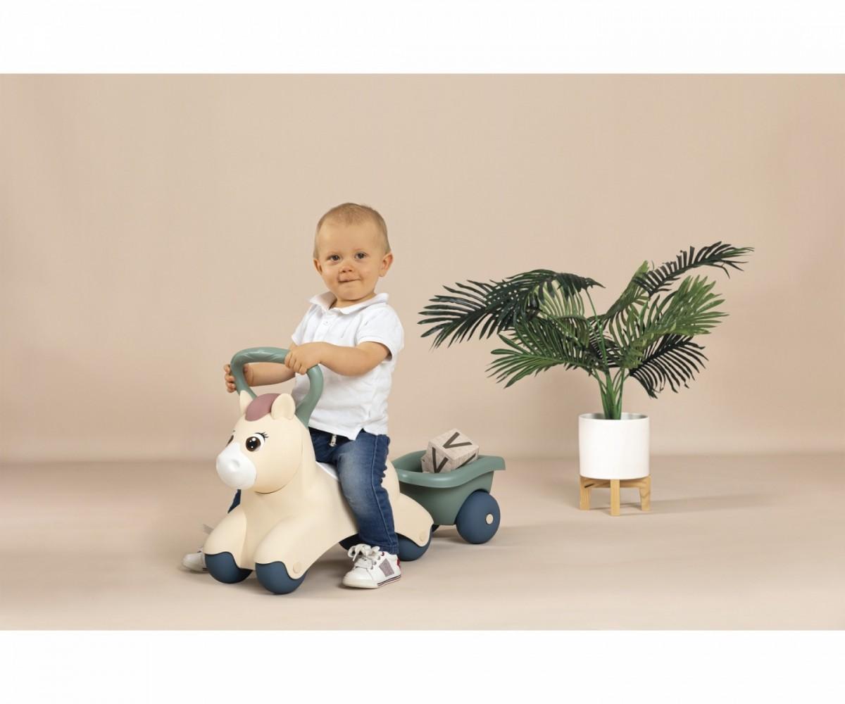 Paspiriama mašinėlė Smoby Cute Baby Pony su priekaba