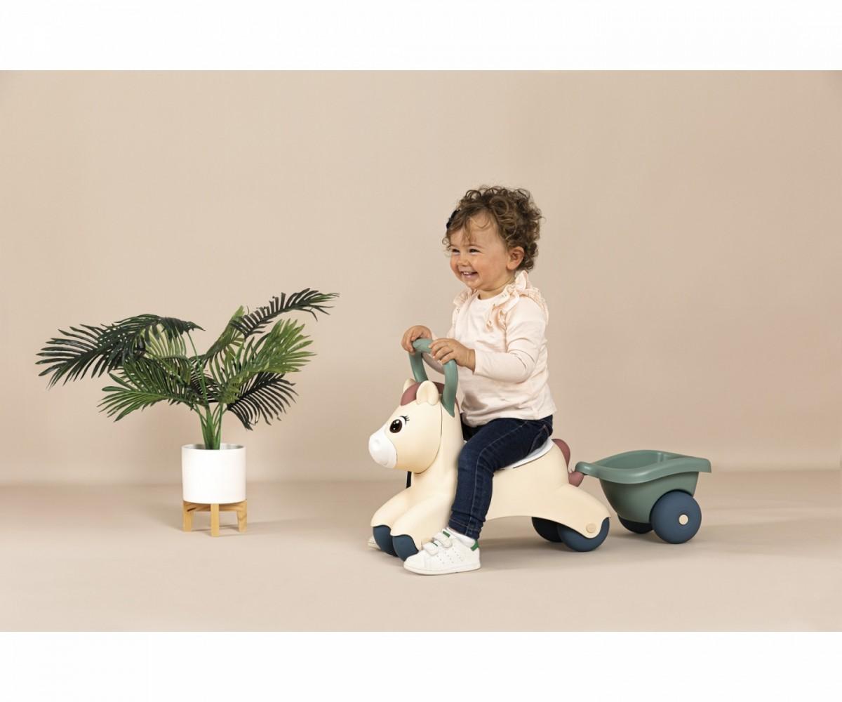 Paspiriama mašinėlė Smoby Cute Baby Pony su priekaba