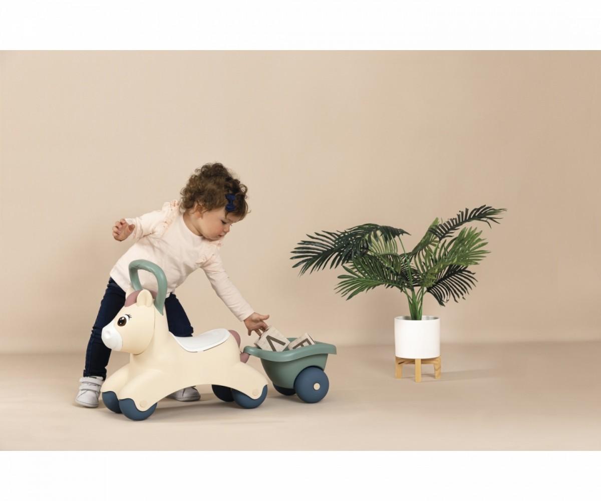 Paspiriama mašinėlė Smoby Cute Baby Pony su priekaba