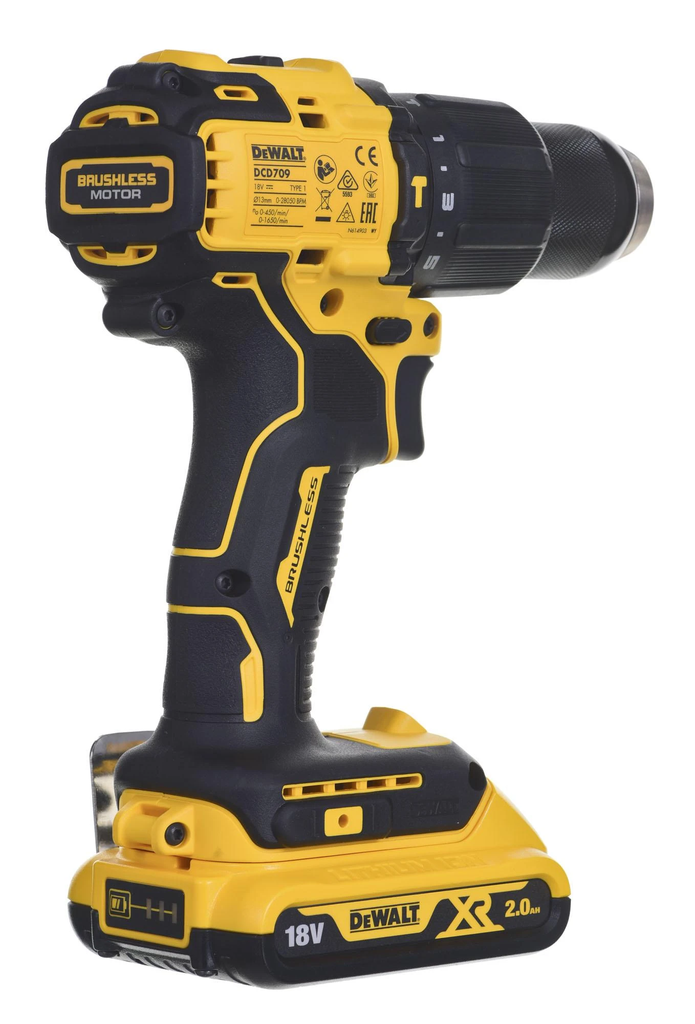 Dewalt 18V XR Kompaktiškas bešepetėlinis smūginis suktuvas-gręžtuvas DCD709D2T-QW