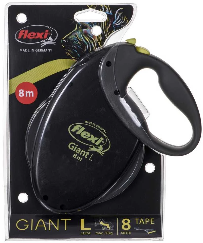 Flexi Giant Automatinis juostinis pavadėlis, 8 m / šunims iki 50kg / spalva: juoda ir pilka