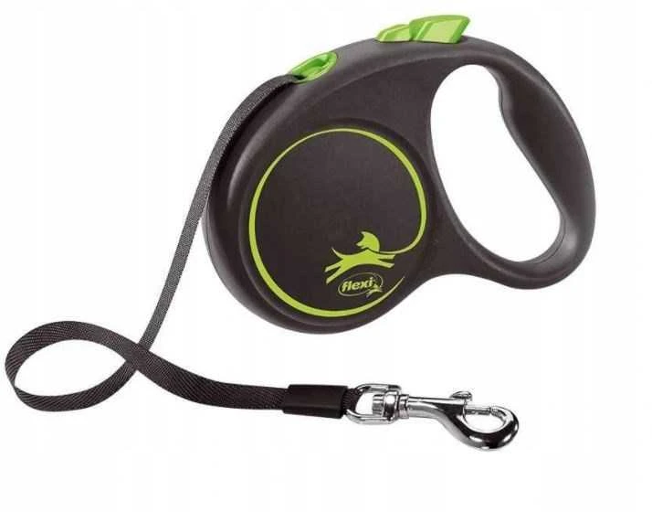 Trixie Pavadėlis Flexi New Juodas DESIGN, su juosta, S 5 m, žalias