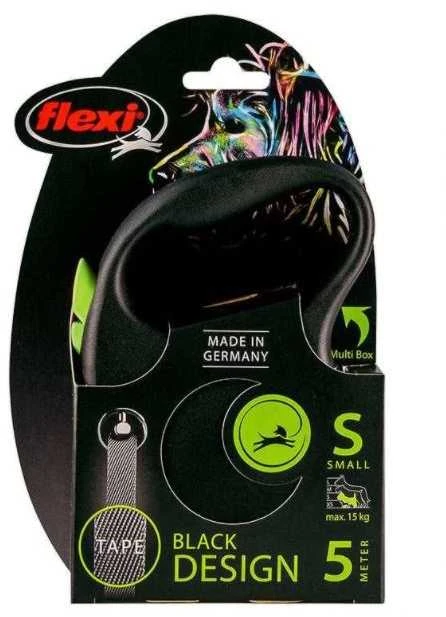 Trixie Pavadėlis Flexi New Juodas DESIGN, su juosta, S 5 m, žalias