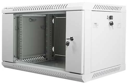 Spintelė rakinama, vienos sekcijos Lanberg WF01-6406-10S (6U, 368mm / 600mm / 450 mm, pakabinama, Stiklas, 19', pilka spalva)