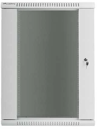 Lanberg Sieninė instaliacinė spintelė 19 18u 600x600mm pilka (stiklinės durys)