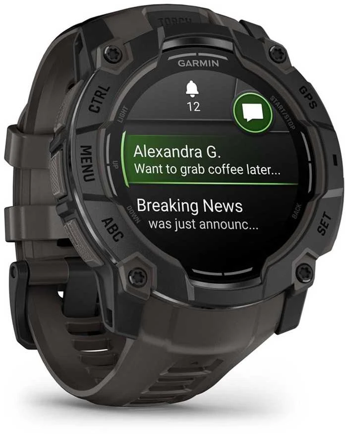 Išmanusis laikrodis Garmin Instinct 3, 50 mm, AMOLED Juodas su anglies spalvos dirželiu