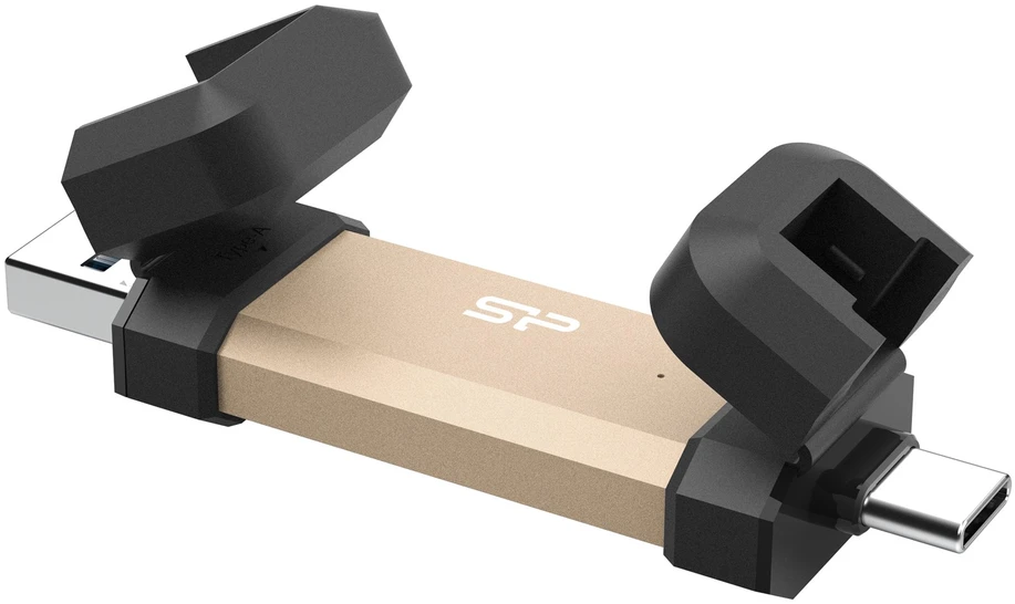 Kietasis diskas „Silicon Power DS72“ USB atmintinė 500 GB A tipo USB / C tipo USB 3.2 Gen 2 (3.1 Gen 2) Auksinė