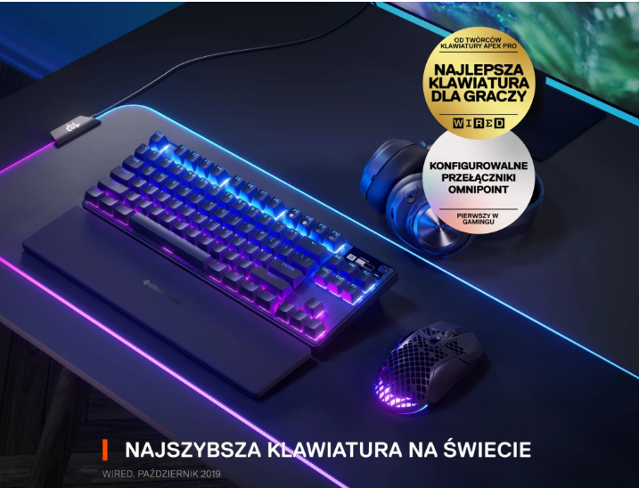Steel Kalba Klaviatūra su laidu SteelSeries Apex 9 TKL, NORDIC kalba, Juodos ...