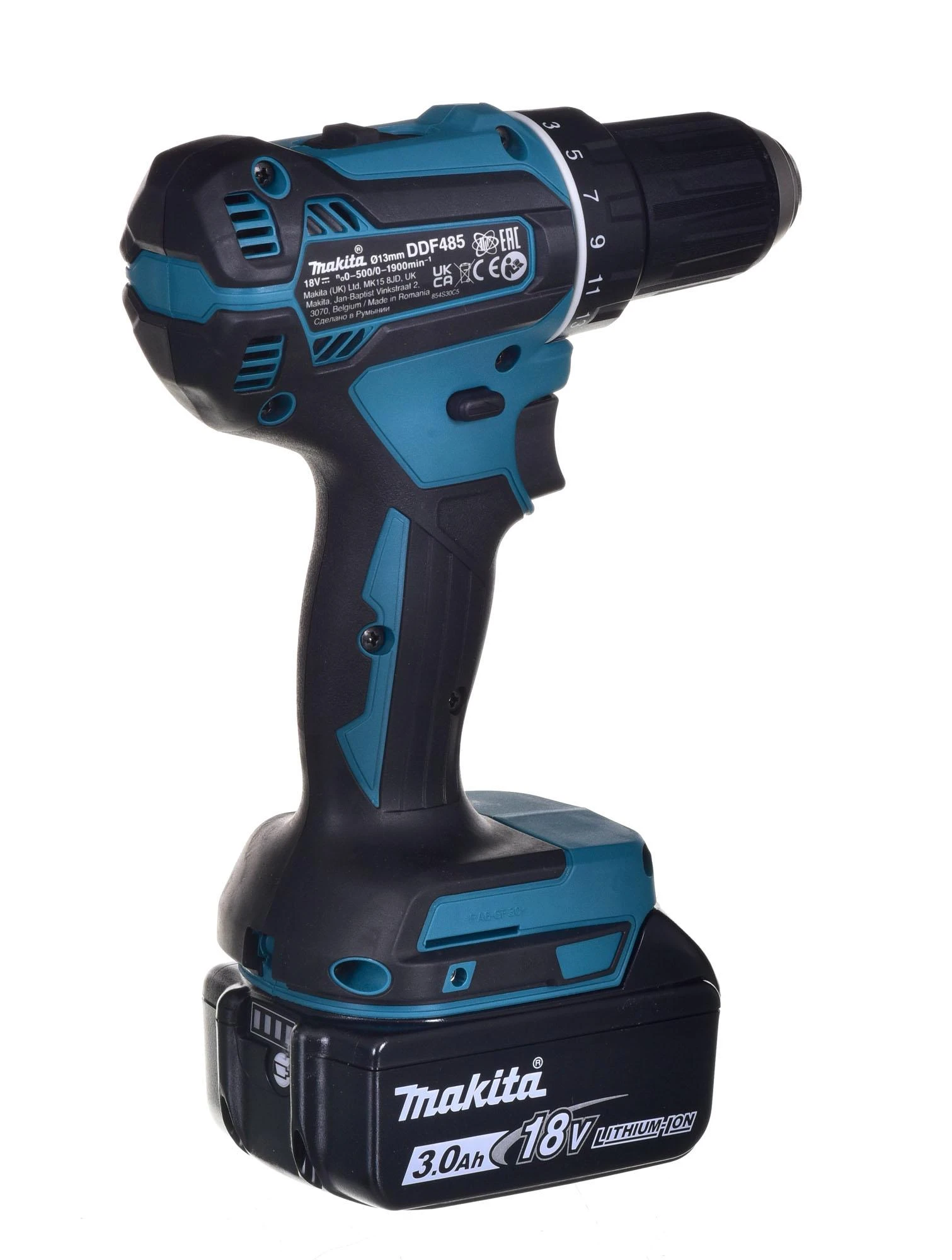 Makita DDF485RFJ Akumuliatorinis gręžtuvas, 18 V, 2x 3,0 Ah Li-ion, 50/25 Nm, 1,7kg, LED, BL-motor, MAKPACK