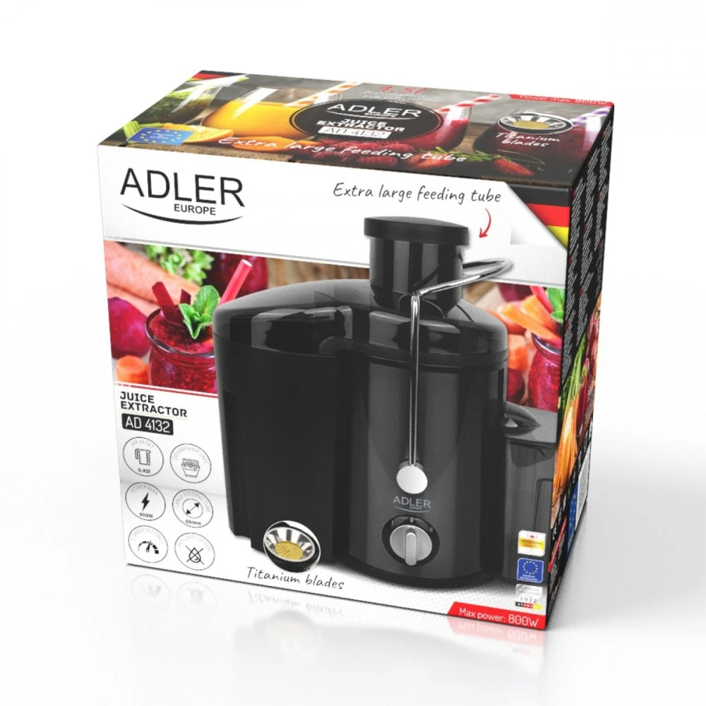 Sulčiaspaudė Adler AD 4132 | Type Juicer maker | Dark Inox | 800 W | Greičių skaičius 3