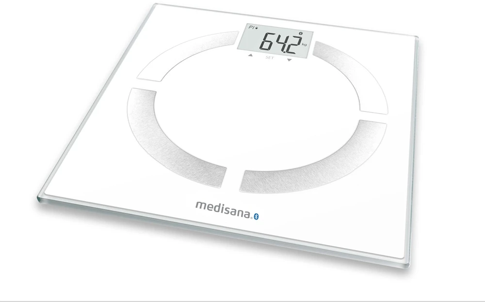 Analitinės svarstyklės, prijungiamos su „Medisana BS 444“ iki 8 vartotojų | „Bluetooth“ | baltos