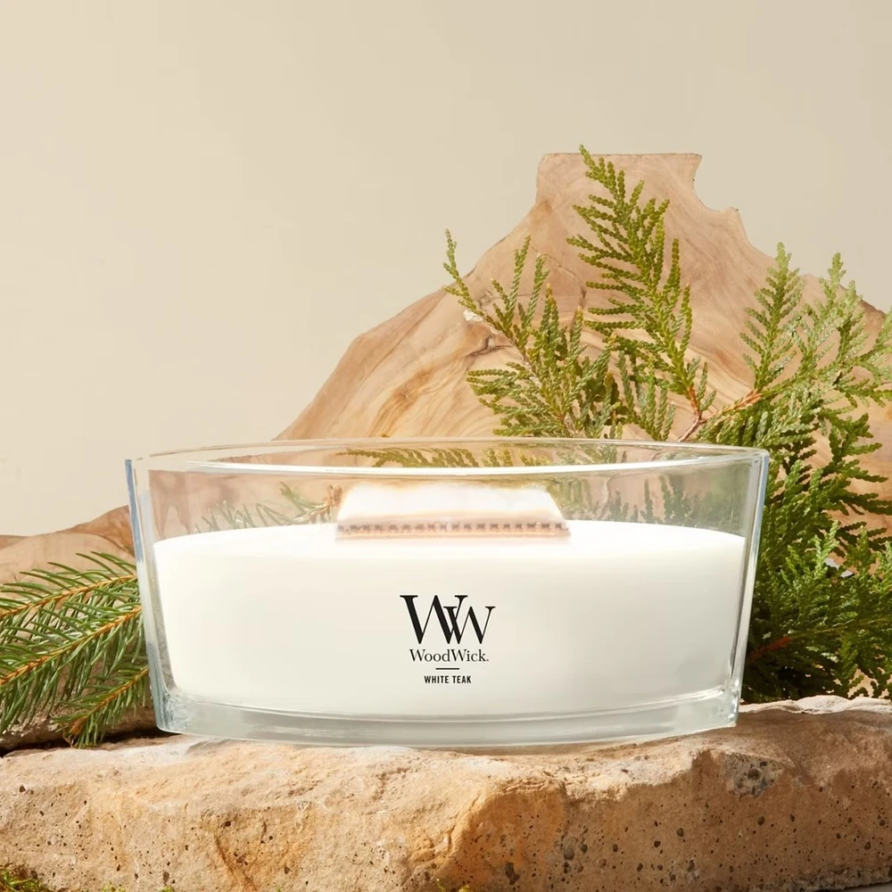 WoodWick Aromatinė žvakė (White Teak), 453,6 g
