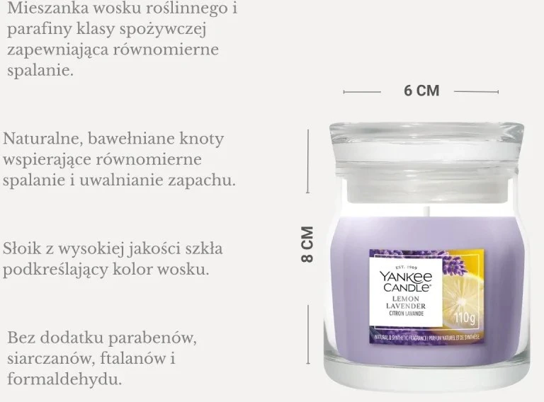 Yankee Home kvapioji žvakė YANKEE CANDLE LEMON LAVENDER 110 g maža