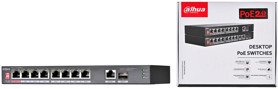 Šakotuvas SWITCH POE PFS3110-8ET1GT1GF-96 8 PRIEVADŲ SFP DAHUA