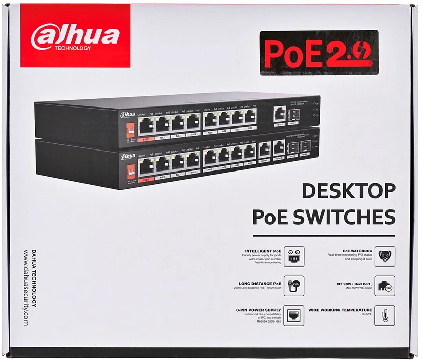 Šakotuvas SWITCH POE PFS3110-8ET1GT1GF-96 8 PRIEVADŲ SFP DAHUA