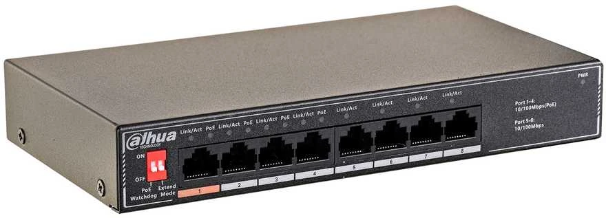 Šakotuvas SWITCH POE SF1008LP 8 PRIEVADŲ, 4 PoE DAHUA