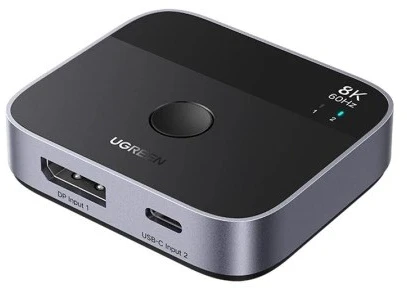 „Ugreen“ DisplayPort/USB-C į USB-C jungiklis – pilkas