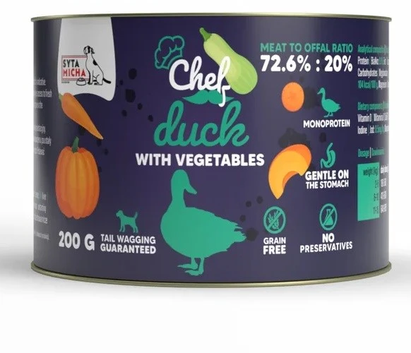 SYTA MICHA Chef antiena su daržovėmis Mono - šlapias šunų maistas - 200g