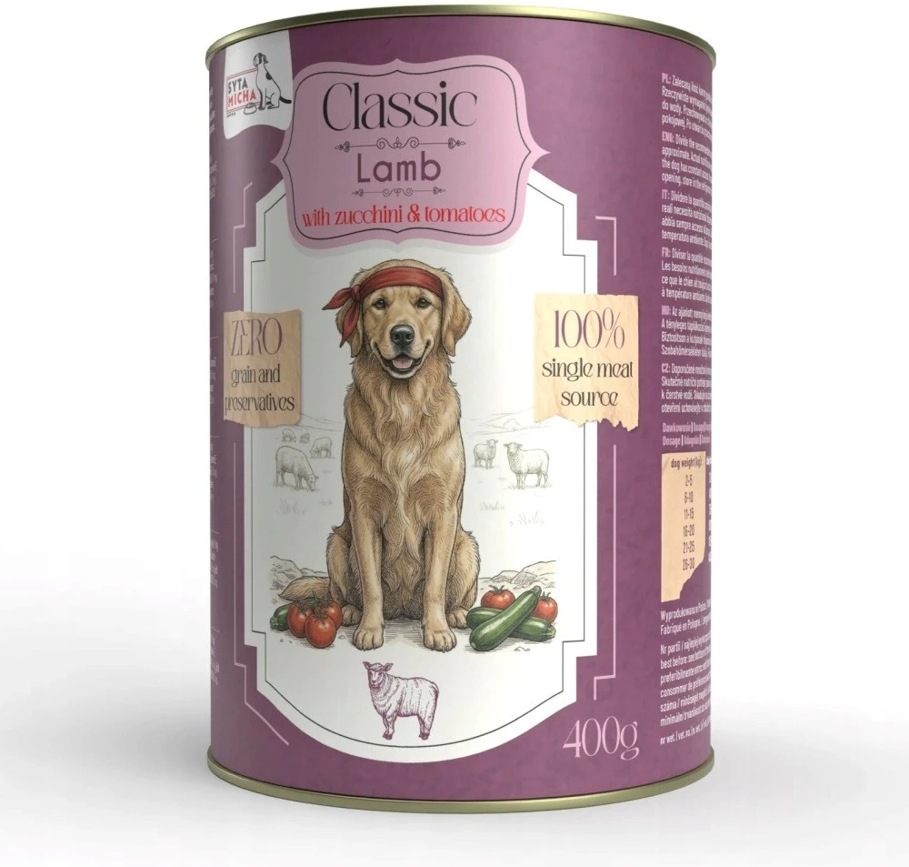 SYTA MICHA Classic Mono ėriena with zucchini - wet dog food - 400g