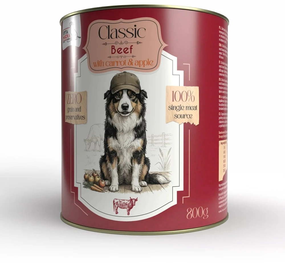 SYTA MICHA Classic jautiena with carrot - wet dog food - 800g