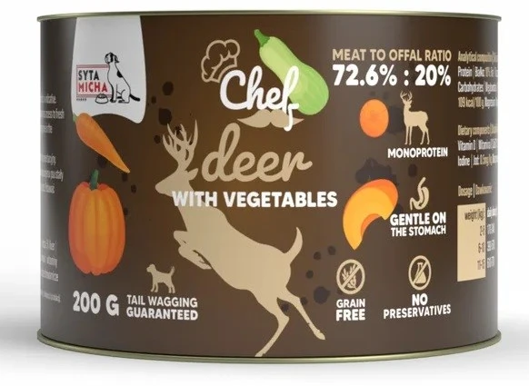 SYTA MICHA Chef Deer with vegetables Mono - šlapias maistas šunims - 200 g