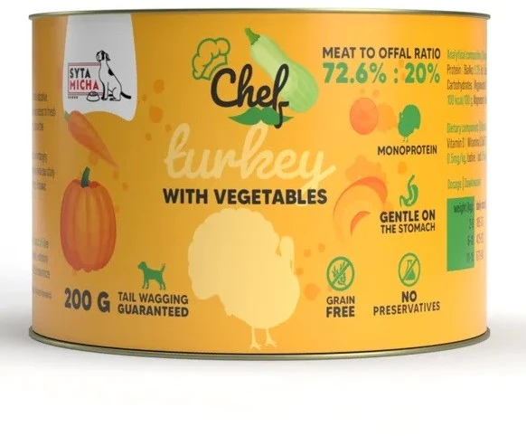 SYTA MICHA Chef kalakutiena with vegetables Mono - wet dog food - 200g