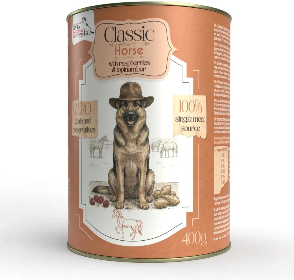 SYTA MICHA Classic Mono Horse with raspberries and Jerusalem artichoke - wet dog food - 400g