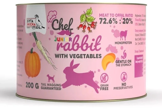 SYTA MICHA Chef Junior triušiena with vegetables Mono - wet dog food - 200g