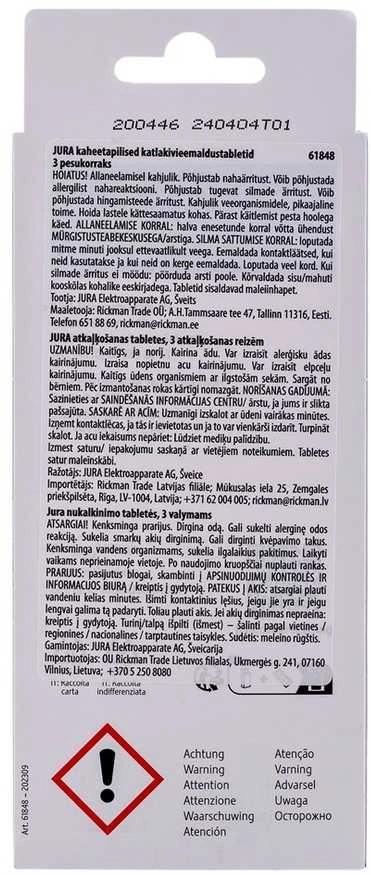 JURA nukalkinimo tabletės 3 plovimams 61848