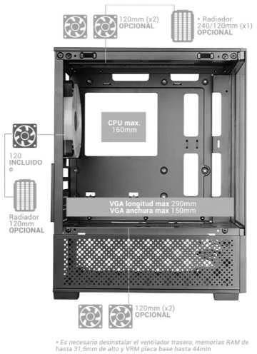 Tacens Mars Gaming MC-SE2 Mini Tower Juodas