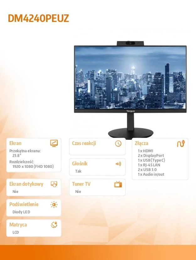 TARGUS 23,8 colio pirminis Full HD doko monitorius su 100PD