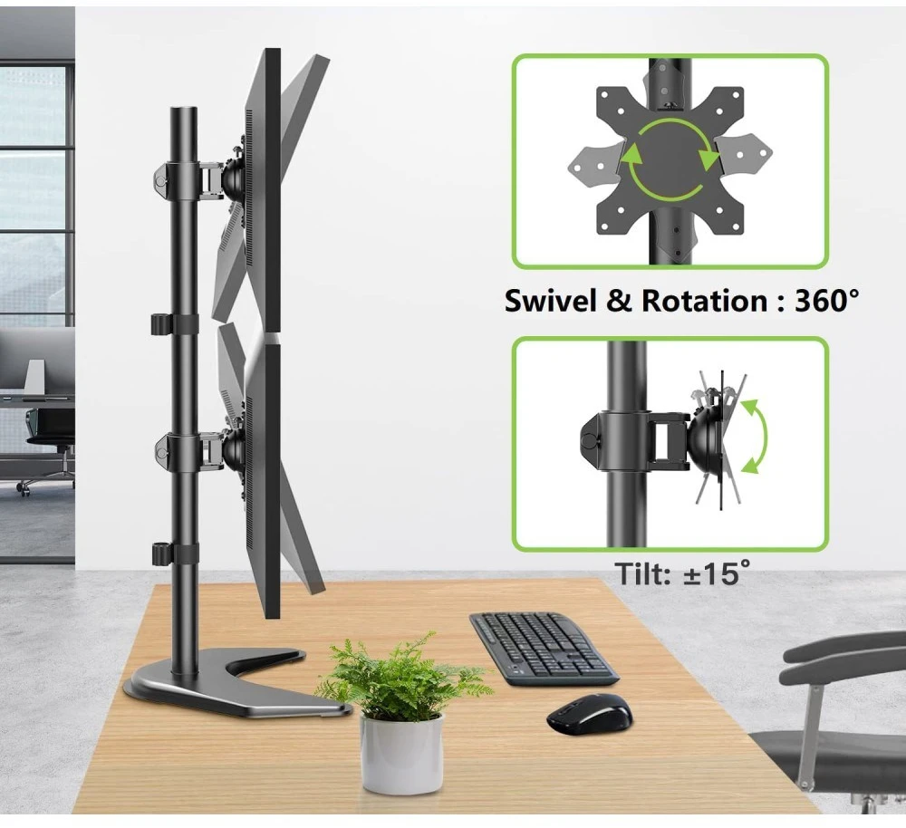 Laikiklis TECHLY 027552 Techly Dvigubas stalas LED/LCD monitoriaus rankena 13-27 2x10kg vertikaliai reguliuojama