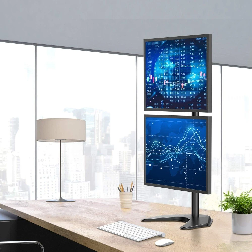 Laikiklis TECHLY 027552 Techly Dvigubas stalas LED/LCD monitoriaus rankena 13-27 2x10kg vertikaliai reguliuojama