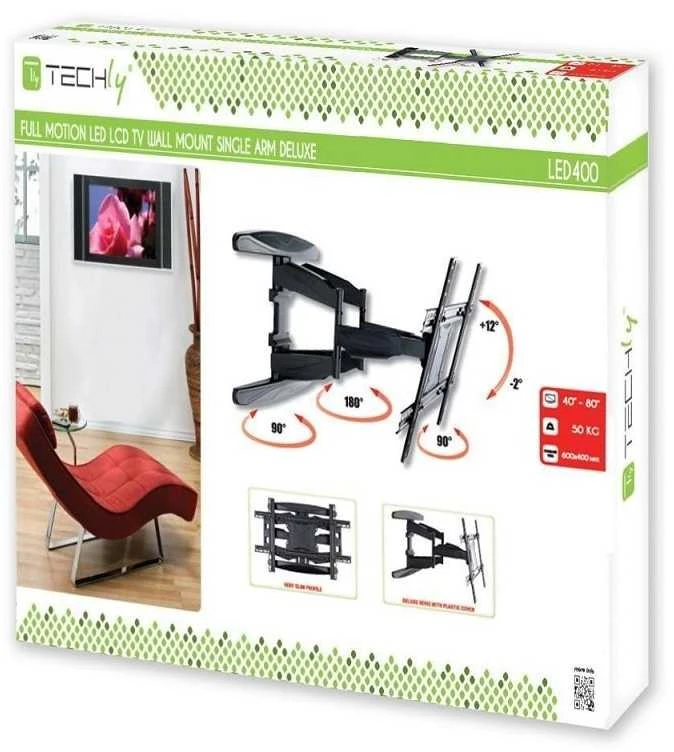 Techly sieninis laikiklis TV LCD/LED/PDP 40-80'' 50kg VESA pilna regul. juodas