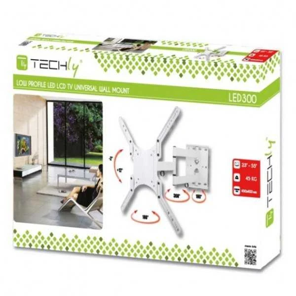TECHLY 023851 Techly Sieninis laikiklis televizoriui LCD/LED/PDP dviguba rankena 23-55 45 kg VESA baltas