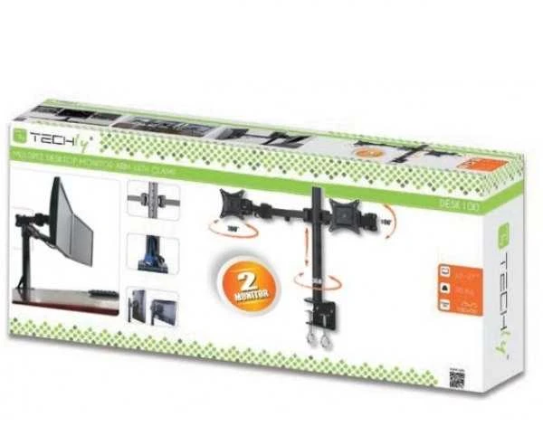 Techly LCD/LED stalinis laikiklis 13-27 colių, dvigubas, 2x10kg, juodas