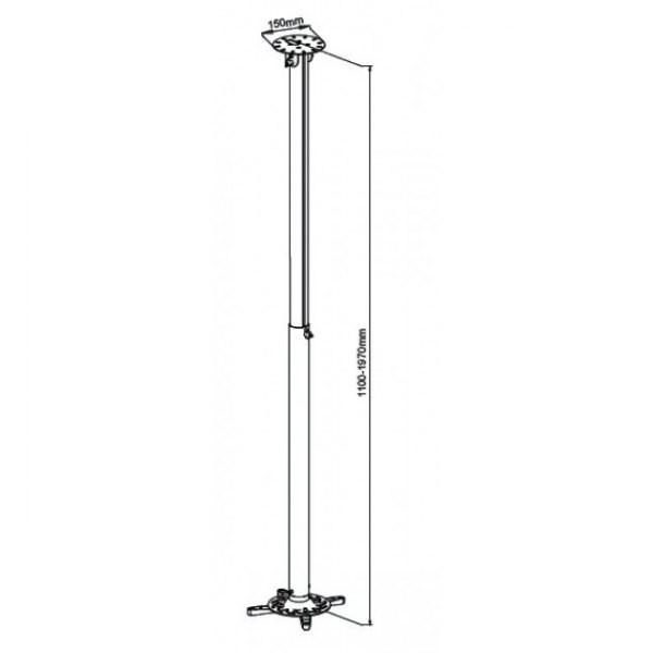 TECHLY 301597 Techly Universal projector lubinis laikiklis mount 110-197 cm 15 kg sidabrinis
