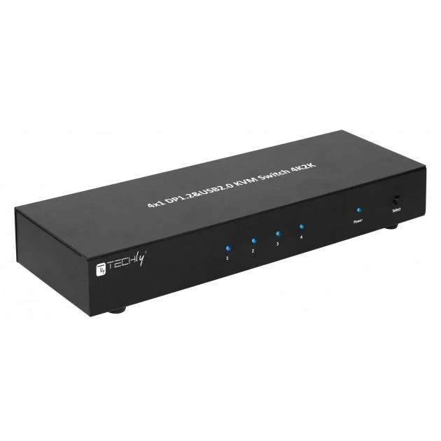 Techly 101935 KVM Switch 4/1 DisplayPort/USB 4K 30Hz, USB šakotuvas