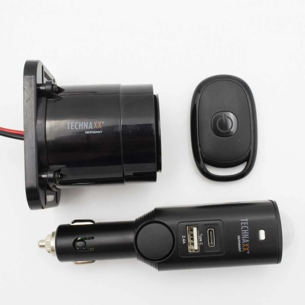 Alarm automobilinis Technaxx do 10m, pilot, USB (juoda)