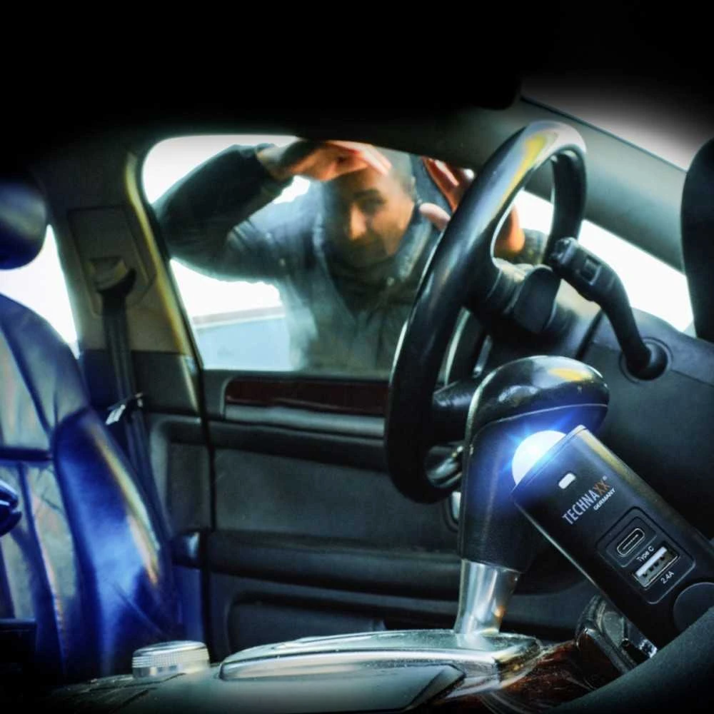 Alarm automobilinis Technaxx do 10m, pilot, USB (juoda)