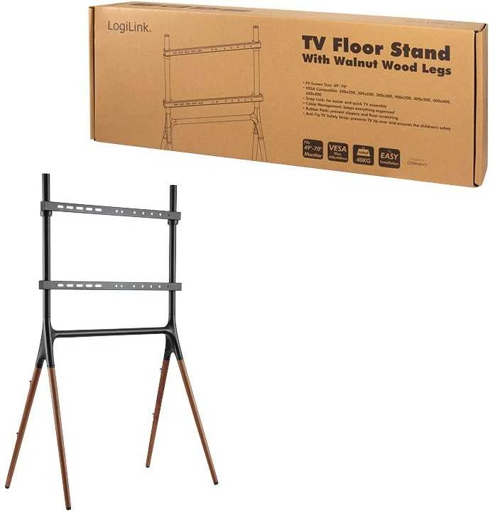Laikiklis LOGILINK BP0078 - TV stovas su riešutmedžio medinėmis kojelėmis. 49-70