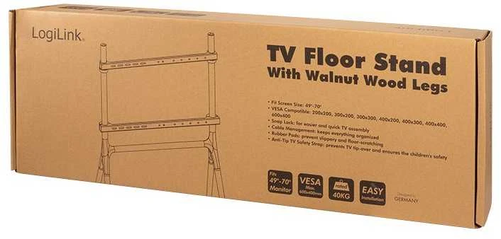 Laikiklis LOGILINK BP0078 - TV stovas su riešutmedžio medinėmis kojelėmis. 49-70
