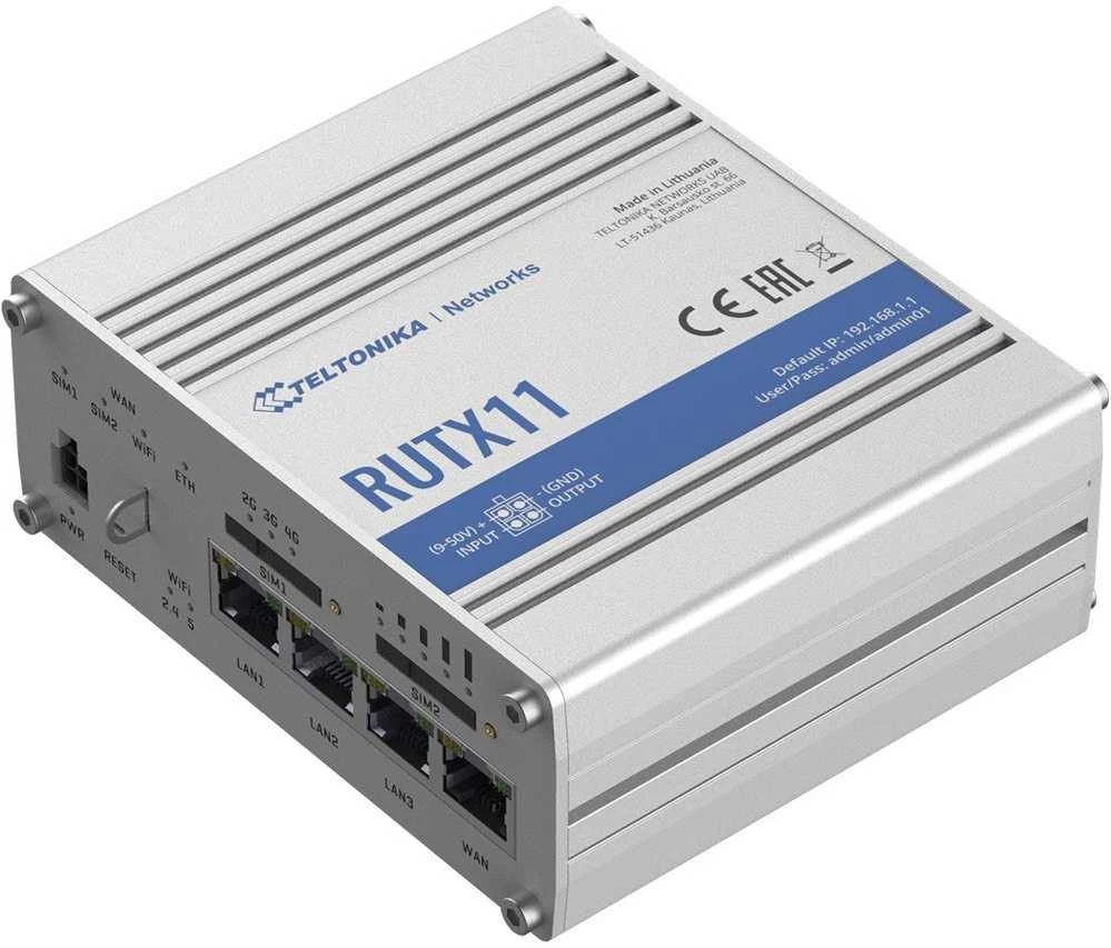 Šakotuvas Maršrutizatorius belaidis Teltonika RUTX11000000 (3G/4G/LTE SIM, 3G/4G/LTE USB, 2,4 GHz, 5 GHz)