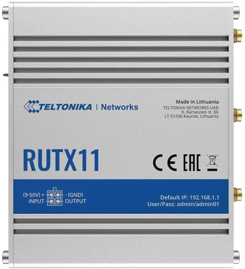 Šakotuvas Maršrutizatorius belaidis Teltonika RUTX11000000 (3G/4G/LTE SIM, 3G/4G/LTE USB, 2,4 GHz, 5 GHz)