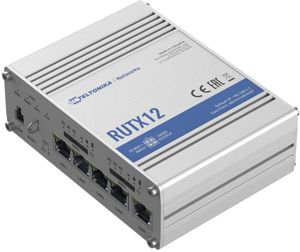 TELTONIKA daiktų interneto maršrutizatorius RUTX12 2X LTE+ETH+WIFI