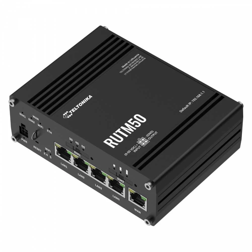 Nezatříděno TEI Teltonika RUTM50 belaidis maršrutizatorius Gigabitinis eternetas Dviguba juosta (2,4 GHz / 5 GHz) 5G Juoda