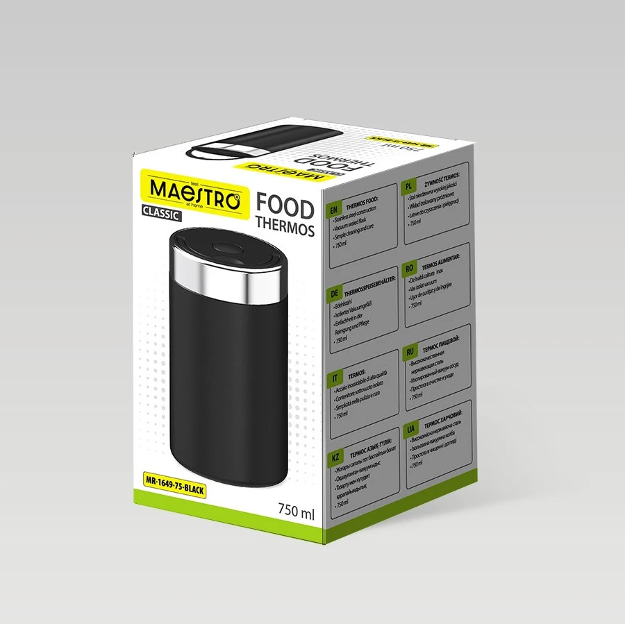 Termosas pietums MAESTRO MR-1649-75 juodas 750 ml