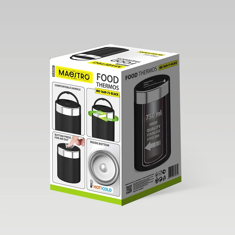 Termosas pietums MAESTRO MR-1649-75 juodas 750 ml